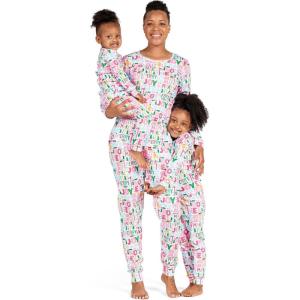 imageThe Childrens Place Family Matching Christmas and Holiday Pajama Sets CottonMerry Joy Pink