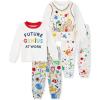 imageThe Childrens Place Baby Girls and Toddler Long Sleeve Top and Pants Snug Fit 100 Cotton 2 Piece Pajama Sets 2PackPaintbrushedFuture Genius 2pack