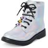 imageThe Childrens Place Girls Lace Up Combat BootMetallic Silver
