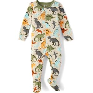 imageThe Childrens Place Baby Boys and Toddler Fleece ZipFront One Piece Footed PajamaDinos