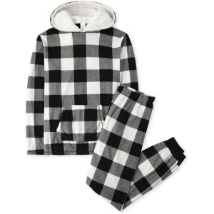 imageThe Childrens Place Baby Family Matching Holiday Pajama Sets FleeceBlackWhite Check