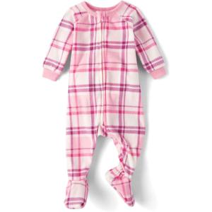 imageThe Childrens Place Baby Girls and Toddler Fleece ZipFront One Piece Footed PajamaCloud Plaid