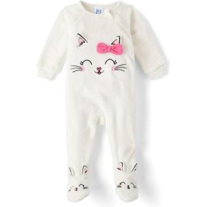 imageThe Childrens Place Baby Girls and Toddler Fleece ZipFront One Piece Footed PajamaKitty Face 2pack