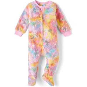 imageThe Childrens Place Baby Girls and Toddler Fleece ZipFront One Piece Footed PajamaSparkle Pink