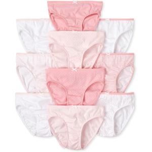 imageThe Childrens Place Girls Cotton Brief Underwear Variety PackPinksWhites 10pack
