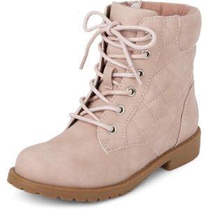 imageThe Childrens Place Girls Lace Up Combat BootPink Quilted