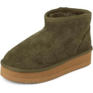 imageThe Childrens Place Girls Mini Ankle Platform Boot FauxFur LinedOlive