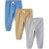 imageThe Childrens Place Baby Boys and Toddler Fleece Jogger Pants BlueBrownGrey 3Pack 3 Years