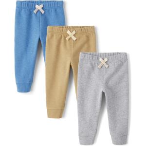 imageThe Childrens Place Baby Boys and Toddler Fleece Jogger Pants BlueBrownGrey 3Pack 3 Years