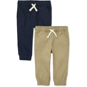 imageThe Childrens Place Baby Boys and Toddler Stretch Pull on Jogger PantsFlaxNew Navy 2 Pack