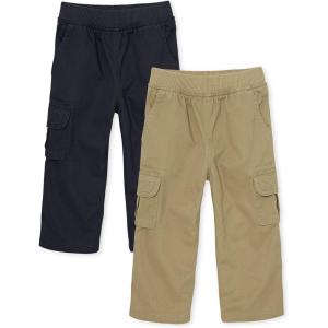 imageThe Childrens Place Baby Toddler Boys Pull on Cargo PantsFlaxNew Navy 2 Pack