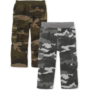 imageThe Childrens Place Baby Toddler Boys Pull on Cargo PantsNight CamoOlive Camo 2 Pack