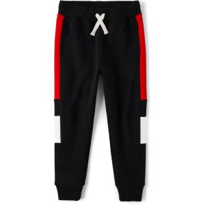 imageThe Childrens Place Boys Active Fleece Jogger PantsBlackRed Stripe