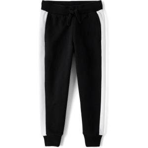 imageThe Childrens Place Boys Active Fleece Jogger PantsBlackWhite