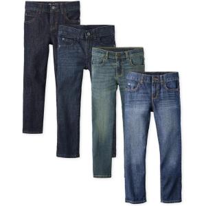 imageThe Childrens Place Boys Multipack Basic Straight Leg JeansCarbon WashDeep Blue WashDark JuptierDark Rinse Wash 4pack