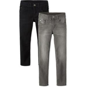 imageThe Childrens Place Boys Multipack Basic Stretch Super Skinny JeansBlack WashDark Gray Wash 2pack
