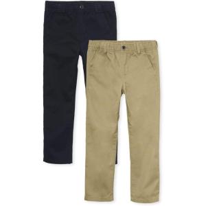 imageThe Childrens Place Boys Stretch Chino PantsFlaxNew Navy 2pack