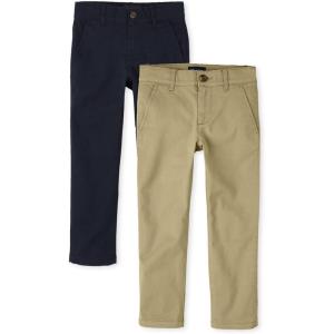 imageThe Childrens Place Boys Stretch Skinny Chino PantsFlaxNew Navy 2pack
