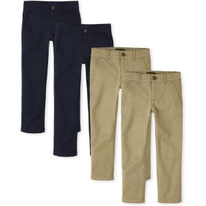 imageThe Childrens Place Boys Stretch Skinny Chino PantsFlaxNew Navy 4pack