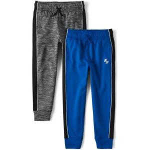 imageThe Childrens Place Boys Fleece Knit Performance Jogger PantsBlackBlue 2pack