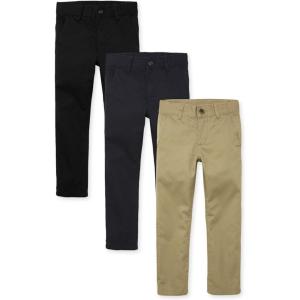 imageThe Childrens Place Boys Skinny Chino PantsBlackFlaxNew Navy 3pack