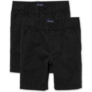 imageThe Childrens Place Boys Stretch Chino ShortsBlack 2pack