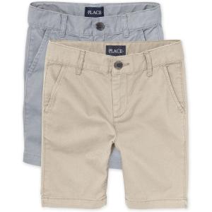 imageThe Childrens Place Boys Stretch Chino ShortsFin GraySandwash 2pack