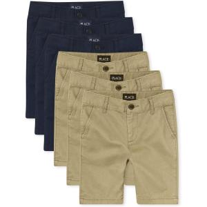 imageThe Childrens Place Boys Stretch Chino ShortsFlaxNew Navy 6pack