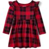 imageThe Childrens Place Baby Girls and Toddler Long Sleeve Casual DressesBlack Red Flutter