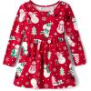 imageThe Childrens Place Baby Girls and Toddler Long Sleeve Casual DressesHoliday Snowmen Print