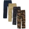 imageThe Childrens Place Boys Pull on Cargo PantsFlaxNew NavyNight CamoOlive Camo 4 Pack