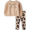imageThe Childrens Place babygirls And Toddler Long Sleeve Active Shirt and Pant 2 Piece OutfitLeopard Sherpa