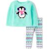 imageThe Childrens Place babygirls And Toddler Long Sleeve Active Shirt and Pant 2 Piece OutfitPenguin Sherpa