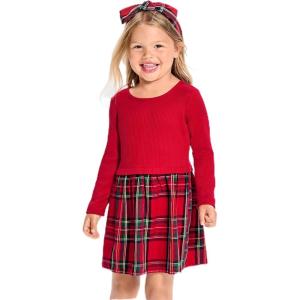 imageThe Childrens Place Baby Girls and Toddler Long Sleeve Casual DressesClassic Red Plaid