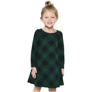 imageThe Childrens Place Baby Girls and Toddler Long Sleeve Casual DressesGreen Plaid