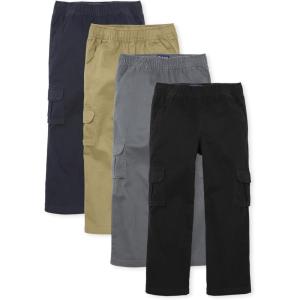imageThe Childrens Place Boys Pull on Cargo PantsBlackFlaxGray SteelNew Navy 4pack