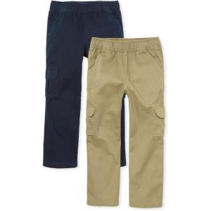 imageThe Childrens Place Boys Pull on Cargo PantsFlaxNew Navy 2pack