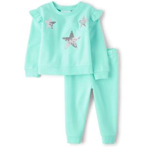 imageThe Childrens Place babygirls And Toddler Long Sleeve Active Shirt and Pant 2 Piece OutfitIcelandic