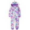 imageThe Childrens Place Girls Long Sleeve Fleece Zip Up One Piece PajamaFoil Unicon