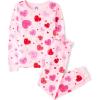 imageThe Childrens Place Girls Single Long Sleeve Top and Pants Snug Fit 100 Cotton 2 Piece Pajama SetsVday Hearts