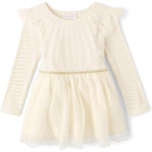 imageThe Childrens Place Baby Girls and Toddler Long Sleeve Dressy DressesWhite Daisy