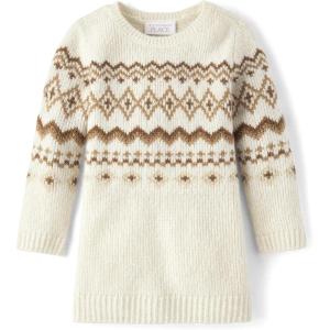 imageThe Childrens Place Baby Girls and Toddler Long Sleeve Sweater DressCinnamon Fairisle