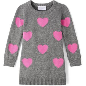 imageThe Childrens Place Baby Girls and Toddler Long Sleeve Sweater DressGrey Hearts