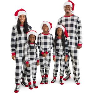 imageThe Childrens Place Baby Toddler 2 Piece Family Matching Thermal Pajamas SetsBlackWhite Check