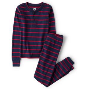 imageThe Childrens Place Boys Long Sleeve Top and Pants Snug Fit 100 Cotton 2 Piece Pajama SetsRuby Vday Stripe