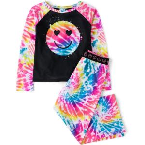imageThe Childrens Place Girls Long Sleeve Top and Pants 2 Piece Pajama SetRetro Happy Face