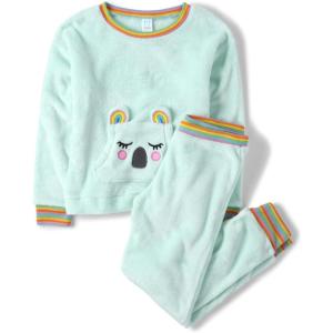 imageThe Childrens Place Girls Single Long Sleeve Top and Pants 2 Piece Pajamas SetsMint Koala