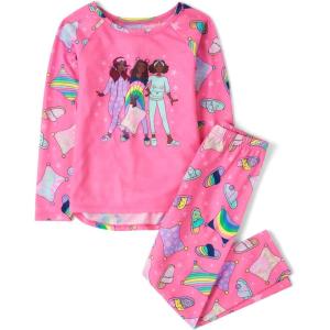 imageThe Childrens Place Girls Single Long Sleeve Top and Pants 2 Piece Pajamas SetsPink Girls
