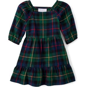 imageThe Childrens Placeand Toddler Short Sleeve Fashion Dress3T Green Plaid