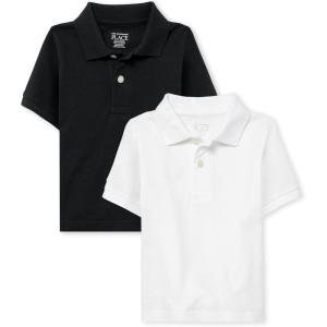 imageThe Childrens Place Baby Boys Short Sleeve Pique PoloBlackWhite 2pack